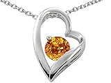 1.25 cts 14k White Gold Plated 925 Sterling Silver and Genuine Round Citrine Pendant