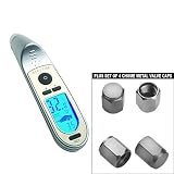 Accutire MS-4350B Programmable Digital Tire Gauge with Set of 4 Chrome Metal Tire Valves