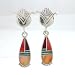 Ray Tracey Sterling Silver Flower and Sunrise Earrings with Turquoise and Spiny Oyster Inlay, #8542