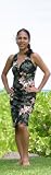 Sexy Halter Dress - Orchid Island Hawaiian Aloha Crisscross Back Fitted Halter Sun Dress - Regular and Plus Size