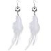 Exotic Romance Heart White Feather Earrings