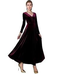 Velvet Long Sleeves    Ball Gown Party Dress/Maxi Dress  With Ruffles