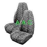 Set of 2 Universal-fit Animal Print Front Bucket Seat Cover - Cheetah Black and White