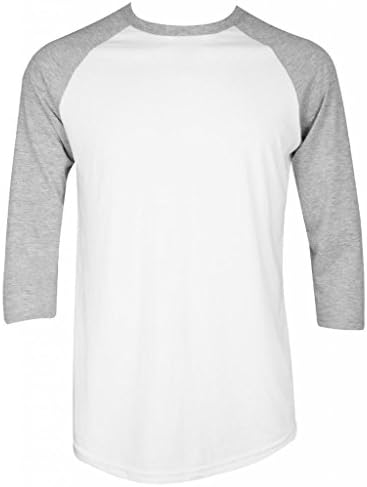 3/4 Sleeve Raglan Jersey Tee Men's Baseball T Shirt (M, Heather Gray)