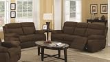 2pc Power Motion Sofa Set with Stitching in Dark Brown Microfiber Fabric