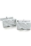 14k White Gold Wave Diamond Cufflinks