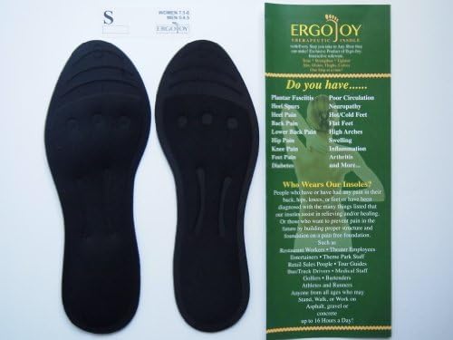 ErgoJoy Therapeutic Gel Insoles SMALL - Women's Shoe Size 7.5-8, Men's Shoe Size 5-6.5 +3 YEAR WARRANTY by ErgoJoy