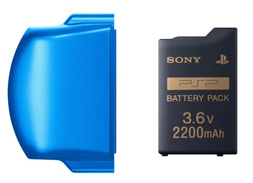 バッテリーパック(2200mAh) PSP-3000シリーズ用バッテリーカバー(バイブラント・ブルー)付き