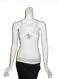 STONE JUNKIE White Ribbed Low V Neck Tank Top