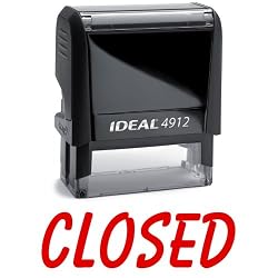 CLOSED Red Office Stock Self-Inking Rubber Stamp
