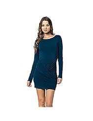 Long Sleeves Scoop Neck Spandex Pleated Lace Asymmetric Bodycon Dress/Mini Dress 