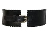 Ladies Scallop and Crochet Wide Stretch Belt