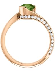 14K Rose Gold 6.00mm Round Cut Green Tourmaline and Diamond Ring -- LIFETIME WARRANTY