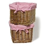 Burlington Baby 2 Pack Small Honey Willow Basket Set with Liner, Red