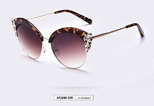 AOFLY Sunglasses Women Cat Eye Sunglasses Half Frame Glasses Jewelry Glasses Flower Decoration European Style oculos de so