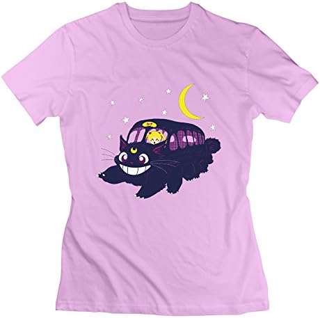 Women's Cotton Luna As The Cat Bus With Sailor Moon T-shirts Small Pink