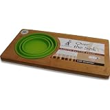 Island Bamboo OS24SG Over the Sink Cutting Board with Green Colander by Island Bamboo