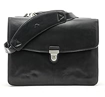 Green Bella Russo Leather Laptop Briefcase Color: Black
