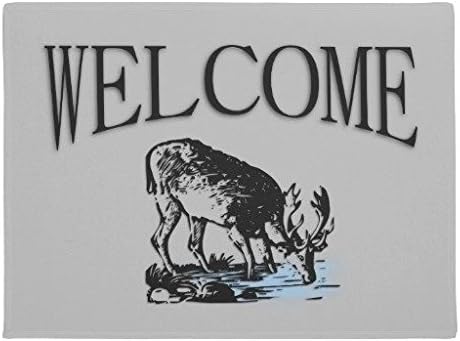 LOU5KB Moose in Stream Welcome Door Mat Doormat Washable Indoor/Outdoor Decor Rubber Doormats 16" x 24"