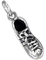 Sterling Silver Antiqued Three Dimensional Running Shoe Charm