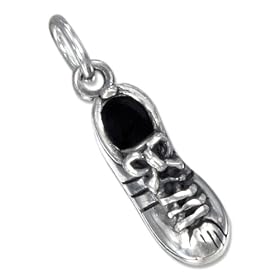 STERLING SILVER ANTIQUED THREE DIMENSIONAL RUNNING SHOE CHARM