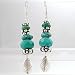 Southwestern Turquoise Gemstone Bead and Leaf Dangle Earrings in Sterling Silver #8844