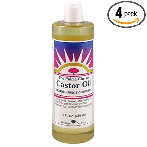 Heritage Products Castor Oil, The Palma Christi, 16 Fluid Ounces (480 ml) (Pack of 4) by Heritage