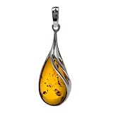 Honey Amber and Sterling Silver Drop Pendant