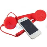 Universal MiniSuit Retro Headset/Handset Ear phone for iPhone, iPad, Blackberry, and Androids - Soft Touch - Red