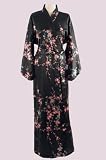 Ladies Polyester Kimono 'Plum Blossom' - Black
