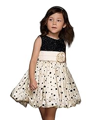 Girls Sleeveless Round Neck Polka Dot Print Pageant Dress  With a Sash 