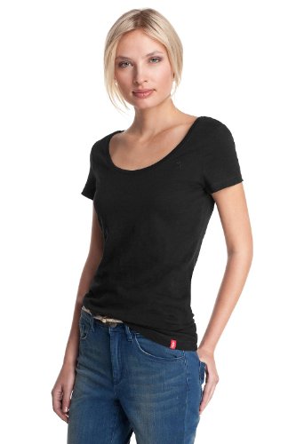 edc by ESPRIT Damen T-Shirt, 042CC1K012, Gr. 40 (L), Schwarz (black 001) Preisvergleich