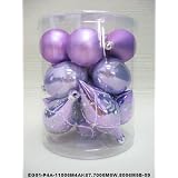 Christmas Ornaments Set of 18pc Purple Mat Painted Shyny Decorated Glitter 6 Onion, 6 Egg and 6 Pear Shapes