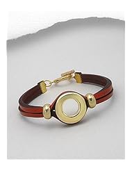 Orange Leather Bracelet In White Base