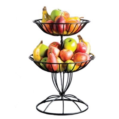 American Metalcraft TTDB2 - Basket, 12-3/4 in Top Dia. x 20 in H, Two Tier, Black Wrought Iron