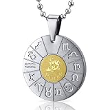 Pisces Fish Sign Zodiac Symbol Stainless Steel Circle Pendant Necklace