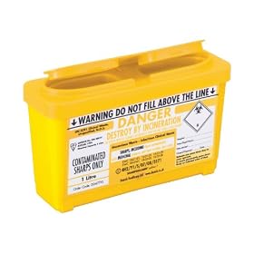 Small Sharps Bin 1 Litre Yellow Lid