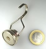 3 Neodym-Magnethaken 25 mm - 360° drehbar