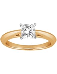 0.75 Ct Princess H/I I1 Diamond 14K Rose Gold Ring