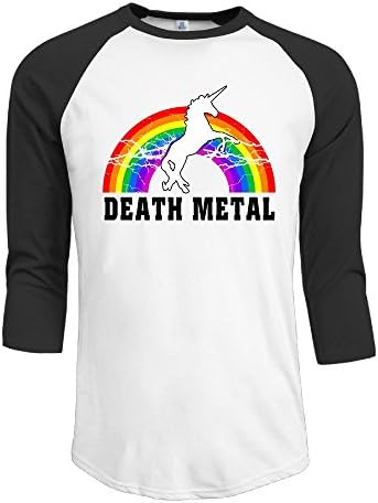 Boys Death Metal Unicorn Rainbow 3/4 Sleeve Cotton Raglan Baseball Tee