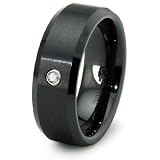 8mm Black Ceramic Ring with 0.04ctw Diamond (Sizes 8-13)