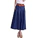 Mingxin Casual Full / Maxi / Long Women's A-line Flared Pleated Denim Skirt Blue