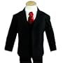 Gino Wedding Formal Boy Black Suit with Red Tie Sizes Baby to Teen