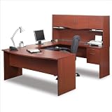 Bestar Harmony U-Shape Wood Home Office Set in Bordeaux