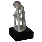 Thinker on Base Carving - White