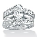 2-Piece DiamonUltra&trade; Cubic Zirconia Sterling Silver Wedding Ring Set