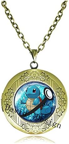 Superb Jewelry® Squirtle Pokemon Pokeball Necklace Locket // Pendant Locket Gift Idea Gamer Gear Cosplay