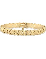 14K Yellow Gold Hallow Stampato X-O Diamond Cut 10.0mm Wide Bracelet