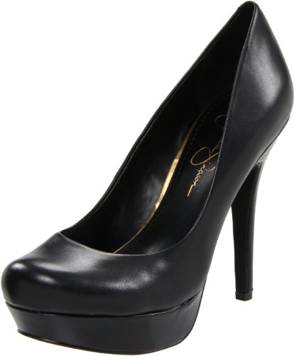 Jessica Simpson Women's Given Platform Pump,Black Leather,7 M US
