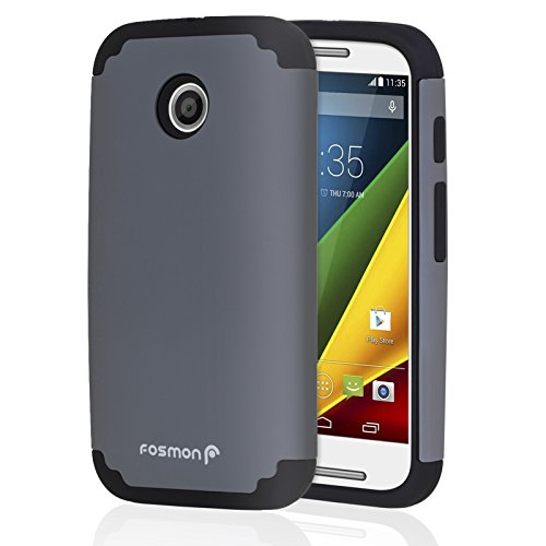 Fosmon HYBO-DUOC Slim Fit Dual-Layer Hybrid Case for Motorola Moto E (1st Gen, 2014) (Black/Dark Gray)